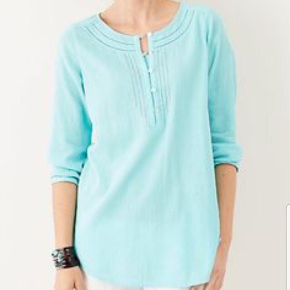 NWT J Jill Caribbean Blue Tunic Blouse